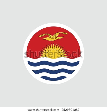 Flag of Kiribati. Red and blue flag with sun, waves and frigate. National symbol of the Republic of Kiribati.