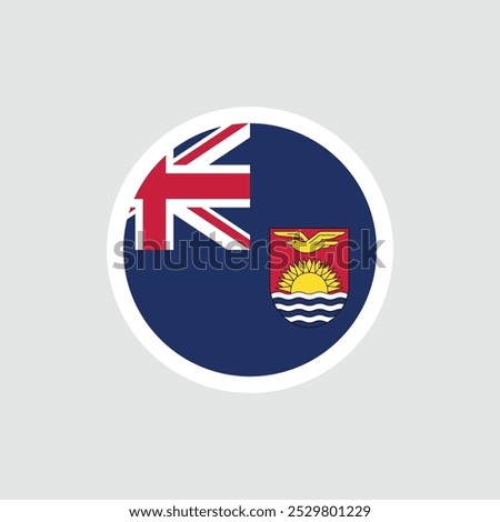 Old Flag of Kiribati. Blue flag with sun, waves and frigate. National symbol of the Republic of Kiribati.