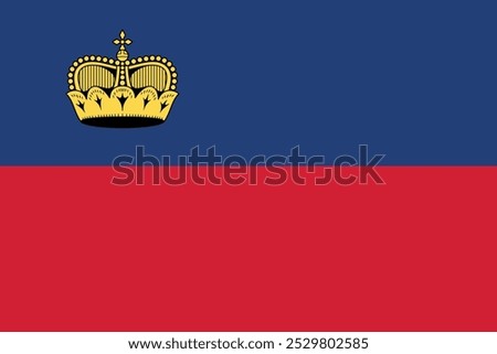 Flag of Liechtenstein. Red and blue flag with a crown. National symbol of the Principality of Liechtenstein.