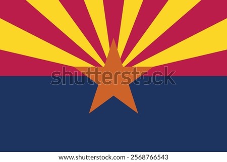 Arizona State Flag. Blue flag with star and rays. National symbol of the American state of Arizona, USA.