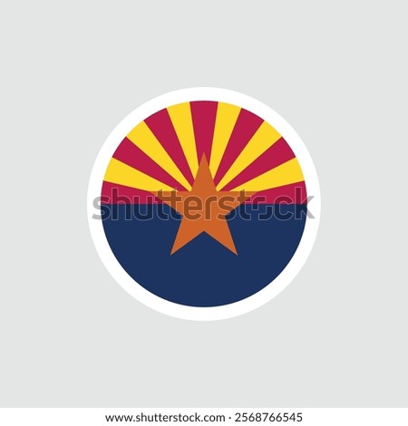 Arizona State Flag. Blue flag with star and rays. National symbol of the American state of Arizona, USA.