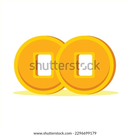 Similar – Image, Stock Photo Traditional Chinese coins placed on a wooden board. Lucky Chinese Coins. Replica of ancient coins.