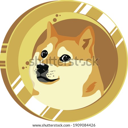 Dogecoin And Moon Design On Gold Coin