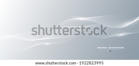 Gray and white abstract background with flowing particles. Digital future technology concept. vector illustration.