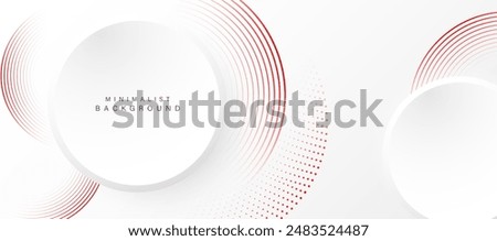 Abstract white background with red circle lines. Digital future technology concept. vector illustration.