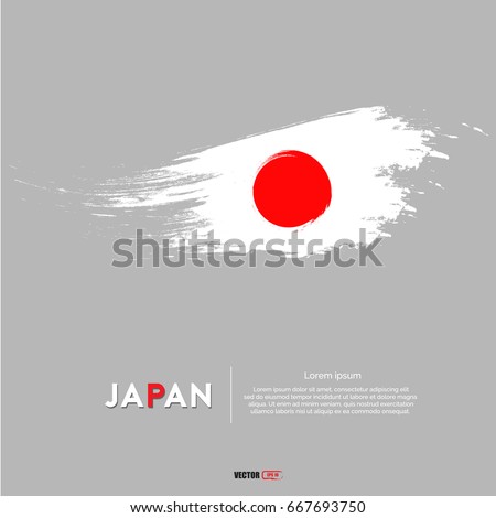 Japan flag with  brush stroke background 