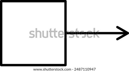 Square frame with thin arrow (black line, white paint)