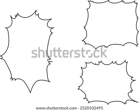 A set of hand-drawn comic book explosion speech bubbles(Black line painted white)