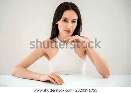 Similar – Image, Stock Photo Beautiful model looking at camera