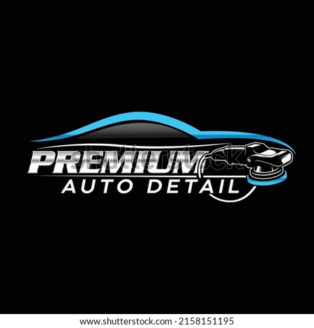 Mobile detailing and carwash logo design template with buffer 