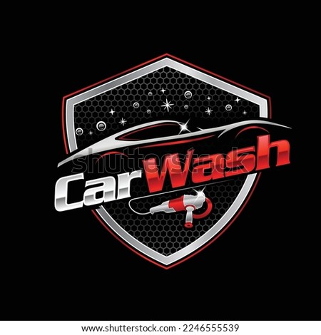 Car wash and buffer red detailing logo design