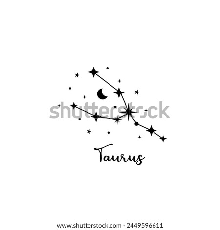 Taurus zodiac sign with moon and stars