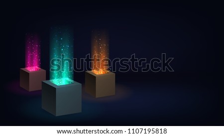 Dark wallpaper with cubes with a beam of light from a hole