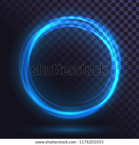 Ring of blue flame, fiery, round frame of fire, glowing neon circle