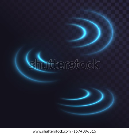Blue glowing radio waves, wifi signal, sound waves