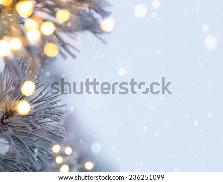 snowy christmas tree light