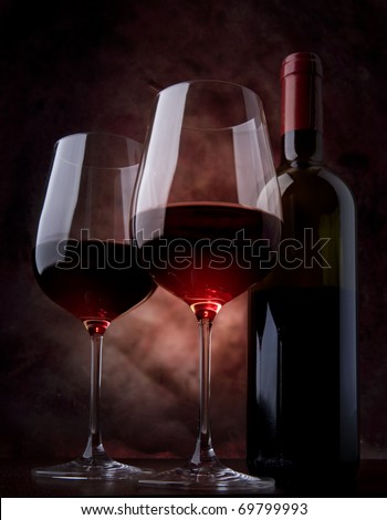Art wine glasses on the table