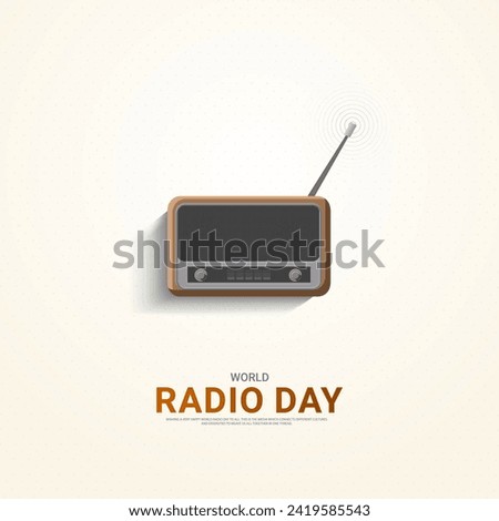 World Radio Day creative design for social media banner, poster 3D Illustration