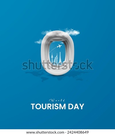 World Tourism Day. Tourism Day creative design for social media banner and poster, Travel concept. 3D illustration.