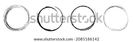 Hand drawning doodle circle line set. Art sketch round circular scribble. Fully editable vector file, isolated illustration. Modern backgrounds for design social media instagram Story Highlights Cover