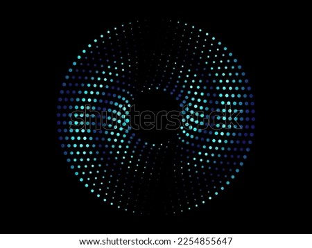 Abstract circle line pattern spin blue green light isolated on black background in the concept of music, technology, digital, AI
