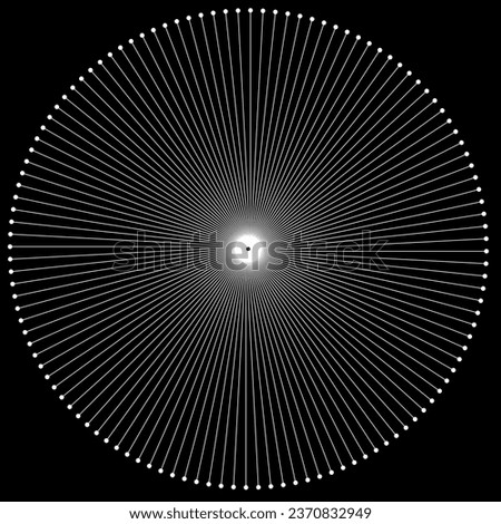 Geometry minimalistic black and white circle background. Corporate line pattern. Round rays center in black. Vector illustration