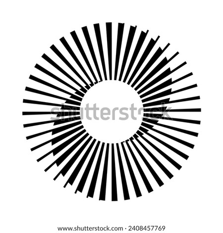 Black and white circle background. Abstract design element mobius strip continuous tape twisted around. Impossible circle. Vector icon.