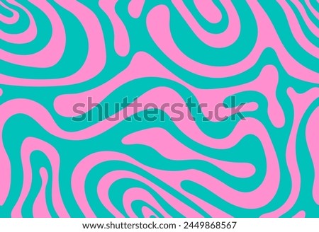 Psychedelic groovy trippy y2k retro seamless pattern in pink and mint green colors. Wavy and swirled brush strokes seamless pattern. Abstract liquid background for packaging design and advertisement.