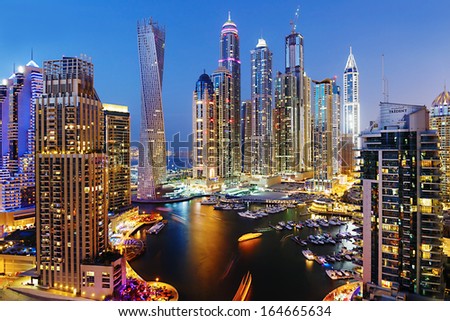 Dubai, Uae - November 2: Dubai Marina At Dusk From The Top, On November ...