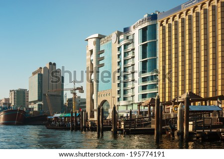 DUBAI, UAE-NOVEMBER 18: Ship in Port Said on November 18, 2012 in Dubai, UAE. The oldest commercial port of Dubai