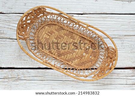 Empty basket on an old wooden table