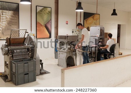 GRASSE, FRANCE - OCTOBER 31, 2014: Technological process of the production of soap factory Fragonard