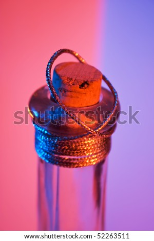bottle neck with cork multicolored lights