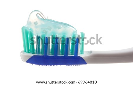 toothbrush with toothpaste isolated on a white  background