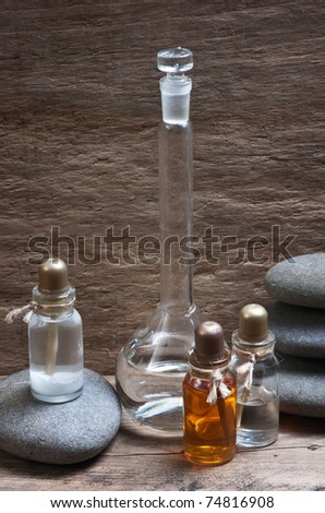 Vials of perfume oils in old fragrance lab