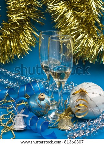 two glasses of wine and Christmas decoration