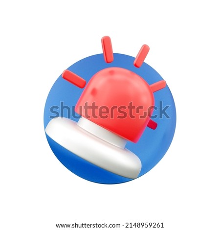 3D render siren light isolated on a white background. 3D render siren light icon. 3D render siren light cartoon style icon. ストックフォト © 