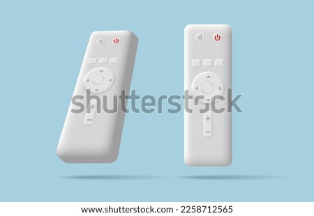 White remote control for TV and various electrical appliances. Modern 3D image for advertising concepts.