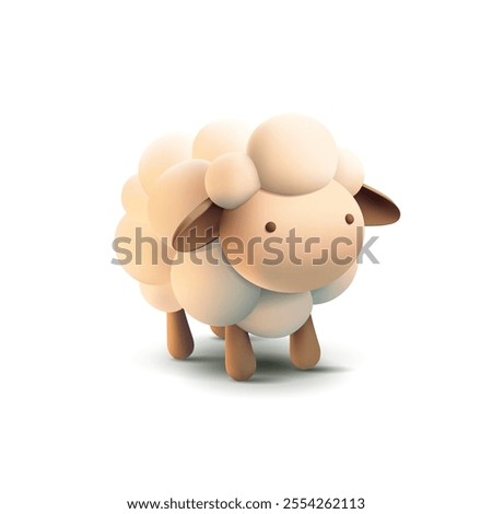 Cute stylized sheep, 3D. For concepts of farm animals, industry, and wool products. Vector illustration.