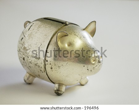 Silver piggy bank old
