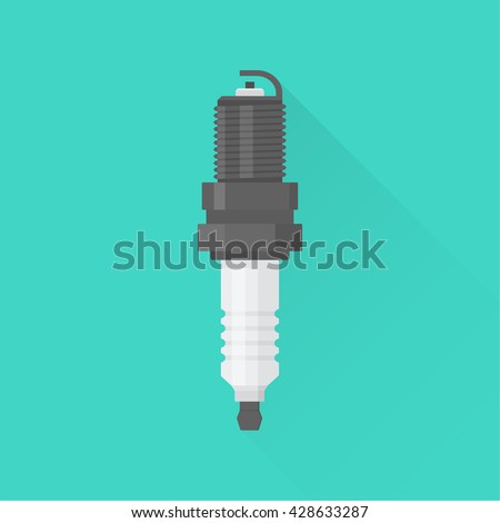 Icon automobile spark plug. The spare part for an internal combustion engine. A vector illustration in flat style.