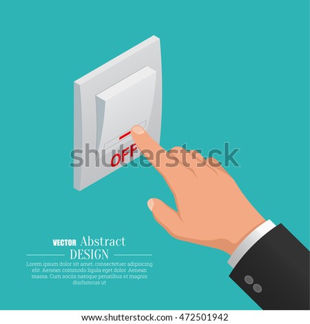 Isometric icon of electrical light wall switch in the off mode. Toggle switch. Vector element of graphic design