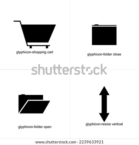 glyphicon shopping cart, close folder, open folder, resize vertically