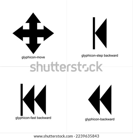glyphicon moves, takes a step back, fast backwards, black and white backwards