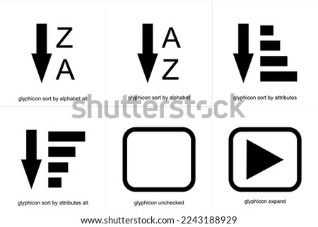 icon glyphicon sort by alphabet alt, sort by alphabet, sort by attributes, sort by attributes alt, unchecked, expand