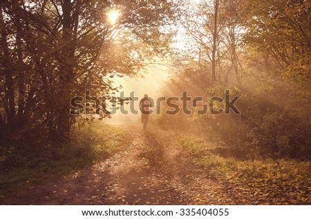 Similar – Image, Stock Photo Winter Run Silhouette Fog