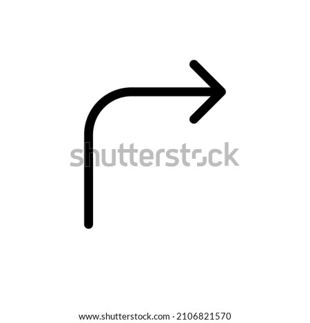 Right Curved Arrow Icon. Forward Right Turn Arrow Sign Icon In Trendy Flat Style Isolated On White Background