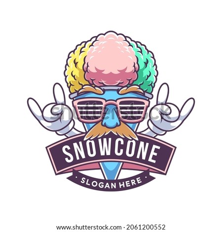 illustration of snow cone character with rock hands pose