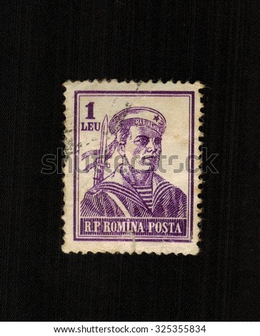 ROMANIA - CIRCA 1955: A stamp printed in Romania from the series Professions, profession mariner, circa 1955