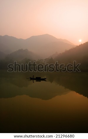 Early morning,a fisher at work